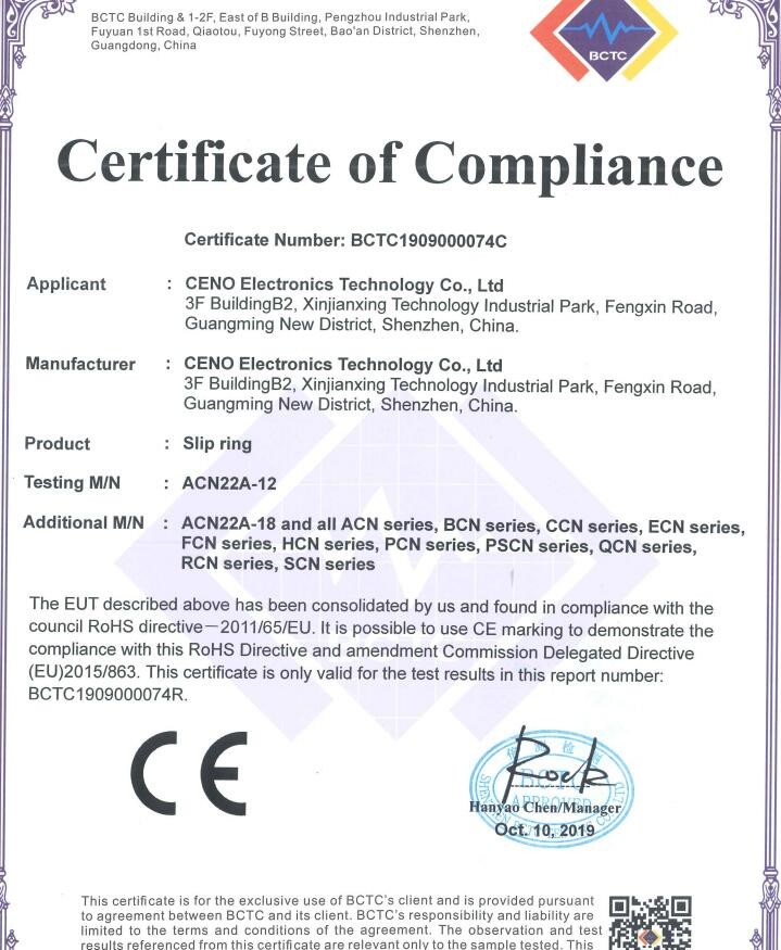CHINA CENO Electronics Technology Co.,Ltd Certificaten