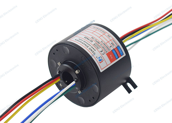 6 circuits 10 ampere elektrische stroom slip ring met doorboren 12 mm voor de industrie