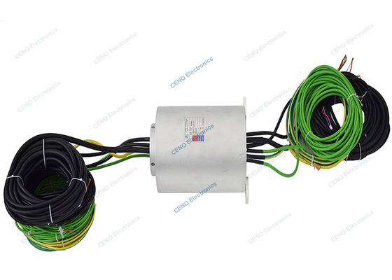 Beschermde draden IP67 waterdichte slip ring met Ethernet-signaal roterende elektrische aansluiting Innerlijke diameter Ø50mm
